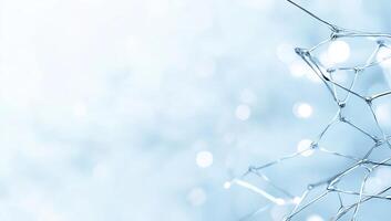 Abstract network connection, light blue bokeh background, technology concept, website banner photo