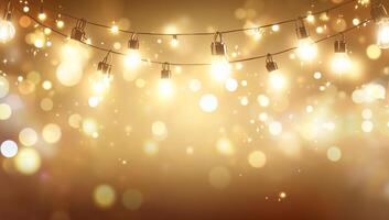 Warm string lights against a soft, glowing background, creating a festive mood. photo