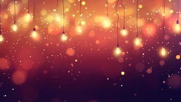 A warm, glowing background with hanging lights and bokeh effects. photo