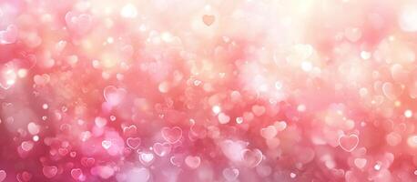 A dreamy background filled with hearts and soft bokeh lights. photo