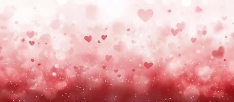 A romantic background with hearts and soft bokeh effects. photo