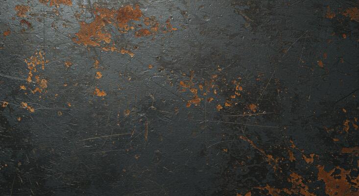 A rusty metal wall with a black paint