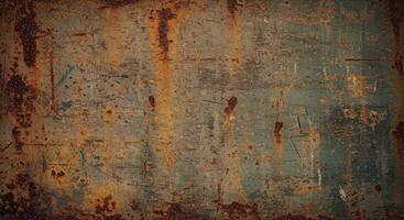 Rusty metal background with paint and rust photo