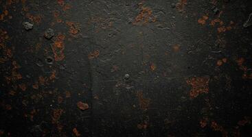 A black and rusty metal surface with rust spots photo
