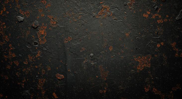 A black and rusty metal surface with rust spots