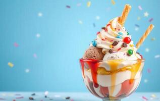Ice cream sundae with sprinkles and confetti photo