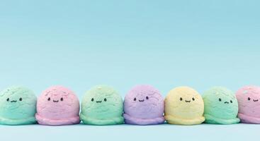 A row of colorful eggs with faces on them photo