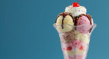 A glass with ice cream in it photo
