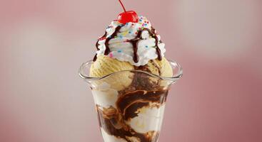 A glass with a sundae in it photo