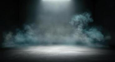 An empty room with smoke coming out of the floor photo