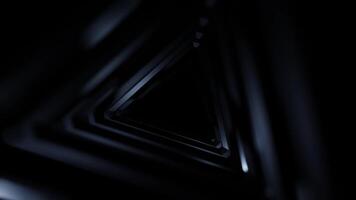 Futuristic dark black triangle tunnel with seamless loop motion and glowing effect loop animation video