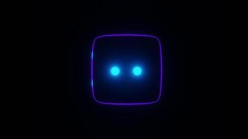 A Vibrant Neon Pink, Purple, and Blue Spinning Dice with Dynamic Rotational Motion Over a Dark Background Loop Animation video