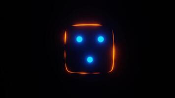 A Dazzling Neon Fire Spinning Dice with Intense Glowing Flames and Dynamic Rotational Motion Loop Animation video