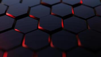 A black and red hexagonal pattern on a dark background video