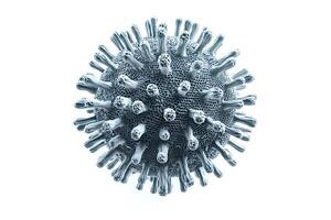 Microscopic view of virus showing surface proteins on white background photo