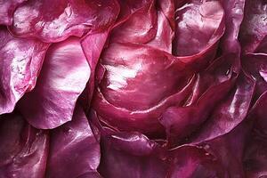 Macro close-up of vibrant rose petals creating abstract floral background photo