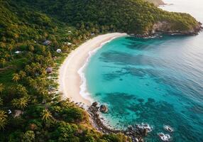 An aerial view of a tropical beach in the philippines photo