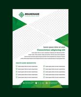 Abstract triangle green polygon annual report Leaflet Brochure Flyer template design, book cover layout design, vertical layout with space for photo collage. vector