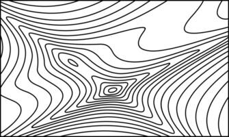 Black and white topographic line contour map background hand drawn geographic network map on horizontal layout vector