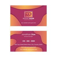 duoble sided abstract Colorful business card design template on horizontal layout with combination of orange and red colors. vector