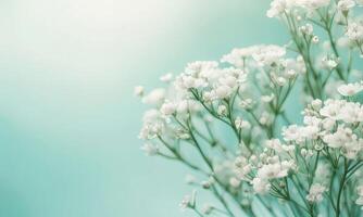 White flowers on a blue background photo