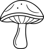 Hand-Drawn Mushroom Outline - Simple Fungi Line Art for Coloring and Design vector