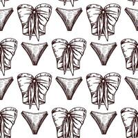 hand drawn seamless pattern with bikini and corset top in vintage style vector