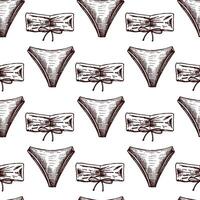hand drawn seamless pattern with bandeau bikini in vintage style vector