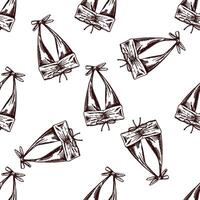 hand drawn seamless pattern with halter bikini tops in vintage style vector