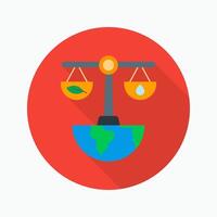 Nature balanced flat icon isolated on circular colored background with long shadow vector