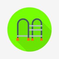 Walker flat icon isolated on circular colored background with long shadow. vector