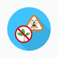 Biodiversity loss flat icon isolated on circular colored background with long shadow vector