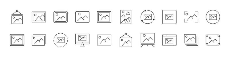 Picture Line Icon Collection. Outline Signs for Graphic and Web Design, Apps, Adverts, Various Cards vector