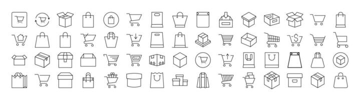 Shopping Bags Thin Line Icon Set. Outline Signs for Graphic and Web Design, Apps, Adverts, Various Cards vector