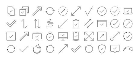 Pack of Various Arrows Related Line Icons. Outline Signs for Graphic and Web Design, Apps, Adverts, Various Cards vector