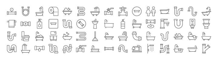 Simple Linear Icon of Faucet, Pipes, Bathroom, Toilet. Minimalistic Linear Pictogram for Web and Graphic Design, Apps, Banners, Social Network and Cards vector