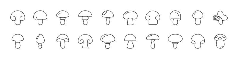 Mushroom Line Icon Bundle. Outline Signs for Graphic and Web Design, Apps, Adverts, Various Cards vector