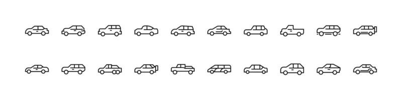 Car Simple Isolated Line Icons Collection. Editable Stroke. Perfect for Web Sites, Books, Cards, Apps vector