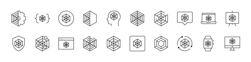 Net Thin Line Icon Set. Outline Signs for Graphic and Web Design, Apps, Adverts, Various Cards vector