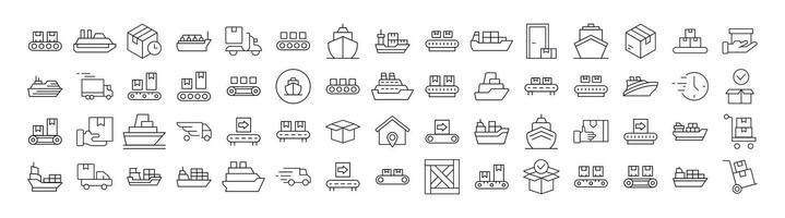 Pack of Delivery and Transportation Related Line Icons. Outline Signs for Graphic and Web Design, Apps, Adverts, Various Cards vector