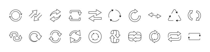 Pack of Arrow Round Related Line Icons. Outline Signs for Graphic and Web Design, Apps, Adverts, Various Cards vector
