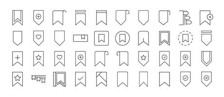 Pack of Line Icons of Bookmark. Minimalistic Linear Pictogram for Web and Graphic Design, Apps, Banners, Social Network and Cards vector