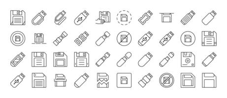 Flash Card Thin Line Icon Set. Outline Signs for Graphic and Web Design, Apps, Adverts, Various Cards vector