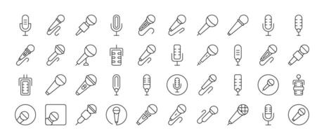 Microphone Line Icon Bundle. Outline Signs for Graphic and Web Design, Apps, Adverts, Various Cards vector