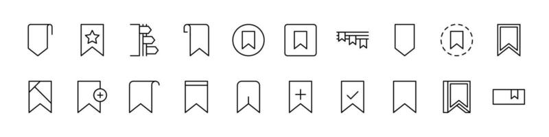 Reading Outline Simple Icons Bundle. Contains Icons of Bookmark for Graphics, Concept, Apps vector