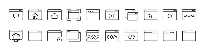 Web Page Line Icon Bundle. Outline Signs for Graphic and Web Design, Apps, Adverts, Various Cards vector