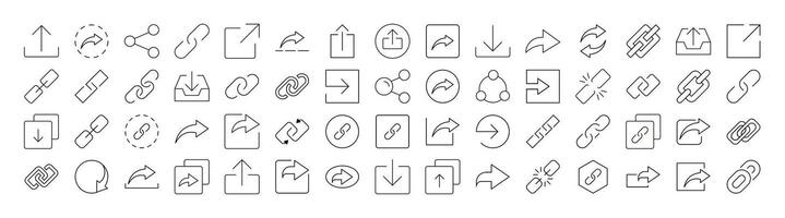 Share and Link Line Icon Bundle. Outline Signs for Graphic and Web Design, Apps, Adverts, Various Cards vector