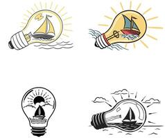 Dynamic Light Bulb Illustrations Depicting Advanced Robotics, vector