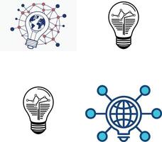Creative Light Bulb Designs Representing Innovation and Global Connectivity in Modern Technology and Brainstorming Sessions. vector