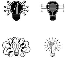 Unique Light Bulb Graphics Signifying Collaboration, Brain vector